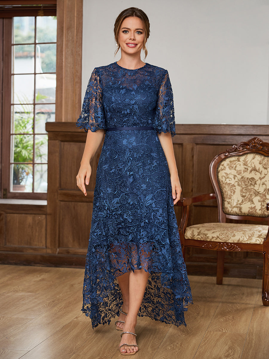 Xandra Elise Navy Blue front view mother of the bride dress