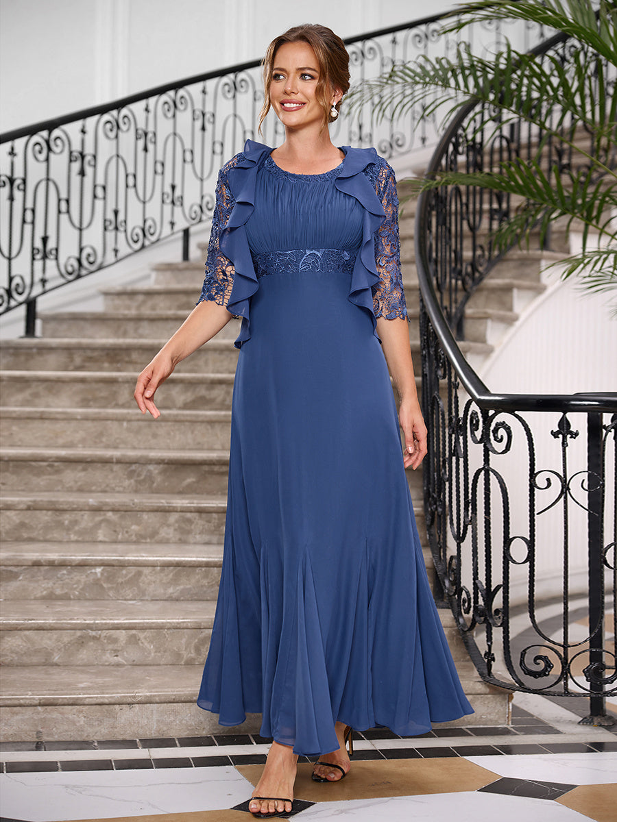 Esther Grace Navy Blue front view mother of the bride dress