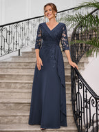 Priscilla Faye Navy Blue detail view 7 mother of the bride dress