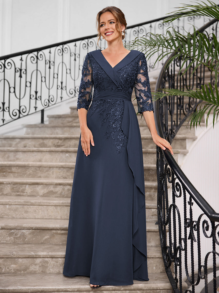 Priscilla Faye Navy Blue detail view 7 mother of the bride dress
