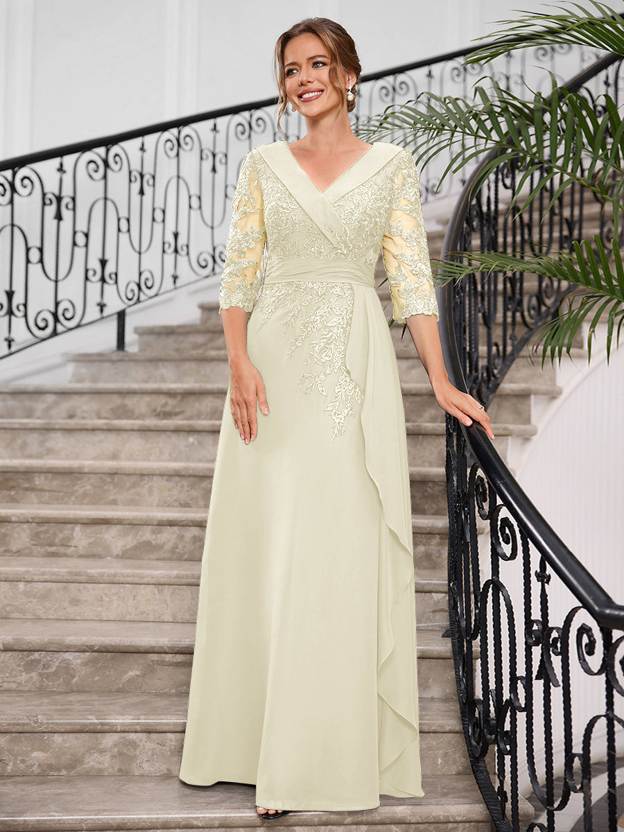 Priscilla Faye Silver front view mother of the bride dress