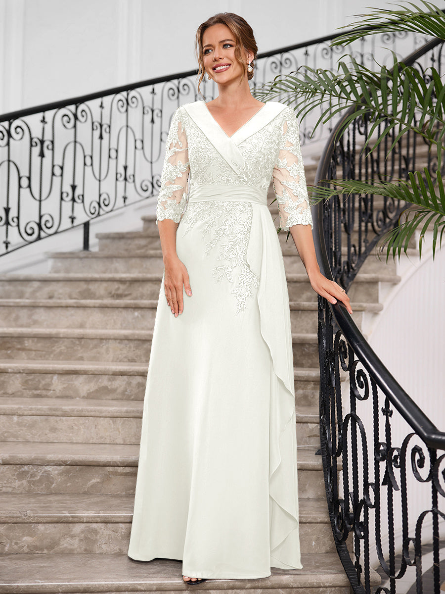 Priscilla Faye Ivory front view mother of the bride dress