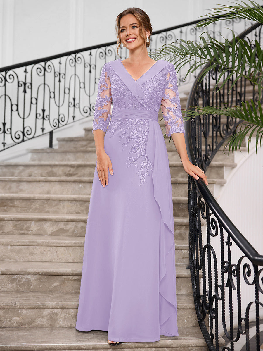Priscilla Faye Lilac front view mother of the bride dress
