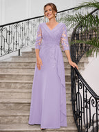 Priscilla Faye Lilac front view mother of the bride dress