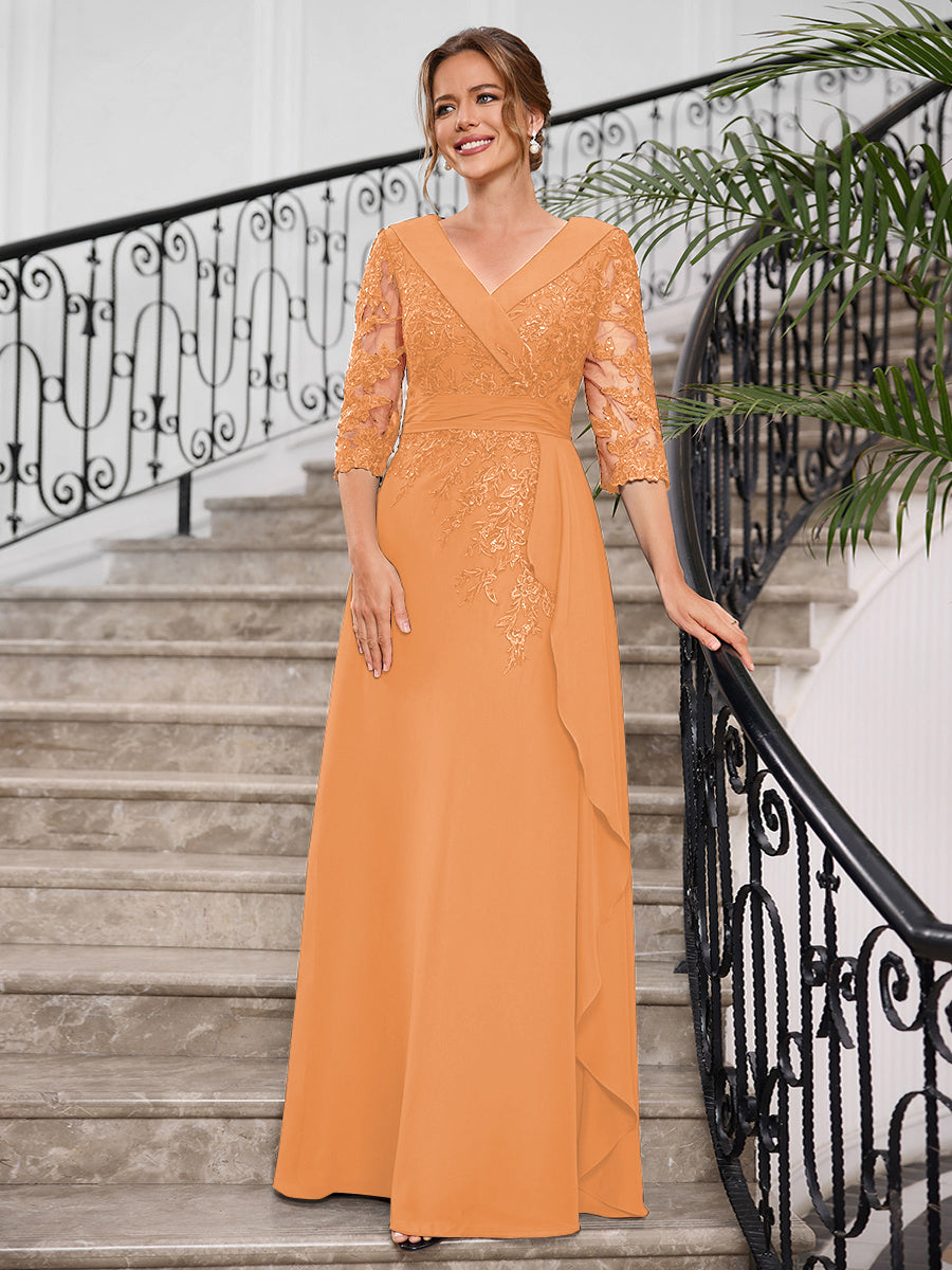 Priscilla Faye Orange front view mother of the bride dress