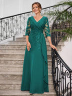 Priscilla Faye Peacock front view mother of the bride dress