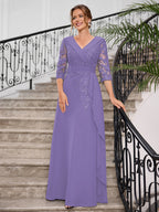 Priscilla Faye Orchid side view mother of the bride dress