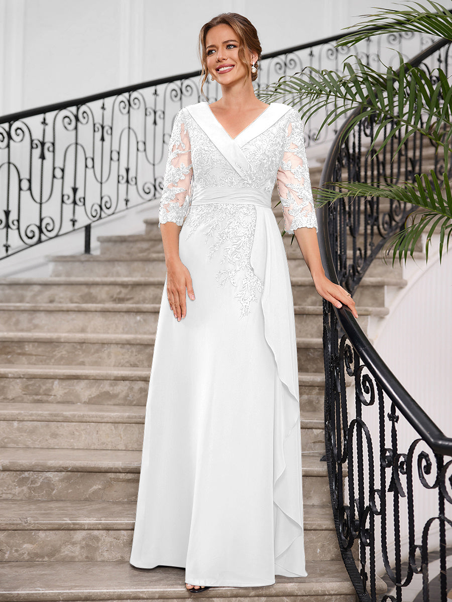 Priscilla Faye White front view mother of the bride dress
