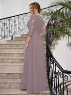 Priscilla Faye Steel Blue back view mother of the bride dress