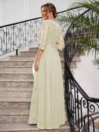 Priscilla Faye Silver back view mother of the bride dress