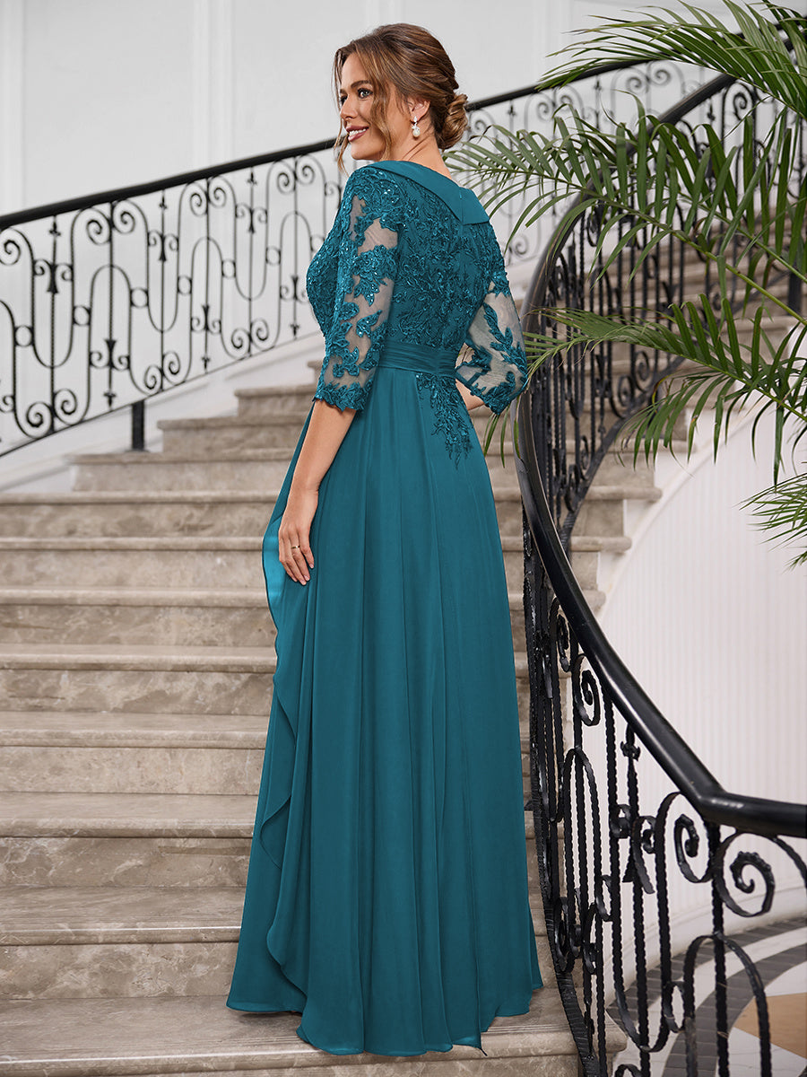 Priscilla Faye Navy Blue detail view 10 mother of the bride dress