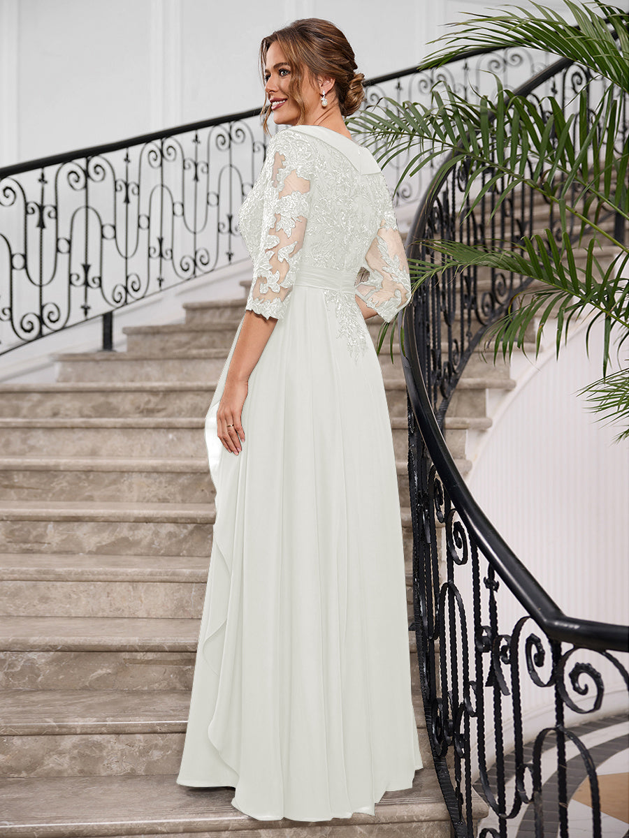 Priscilla Faye Ivory back view mother of the bride dress
