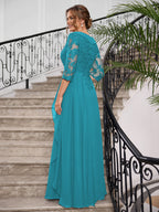 Priscilla Faye Jade back view mother of the bride dress