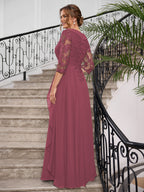 Priscilla Faye Plum back view mother of the bride dress