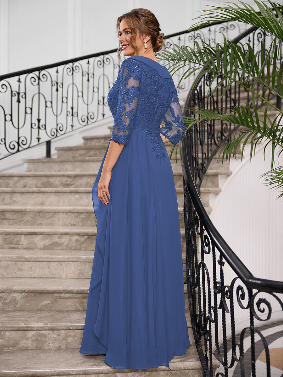 Priscilla Faye Navy Blue detail view 12 mother of the bride dress