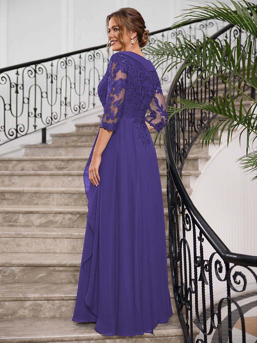 Priscilla Faye Regency back view mother of the bride dress