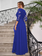 Priscilla Faye Royal Blue back view mother of the bride dress