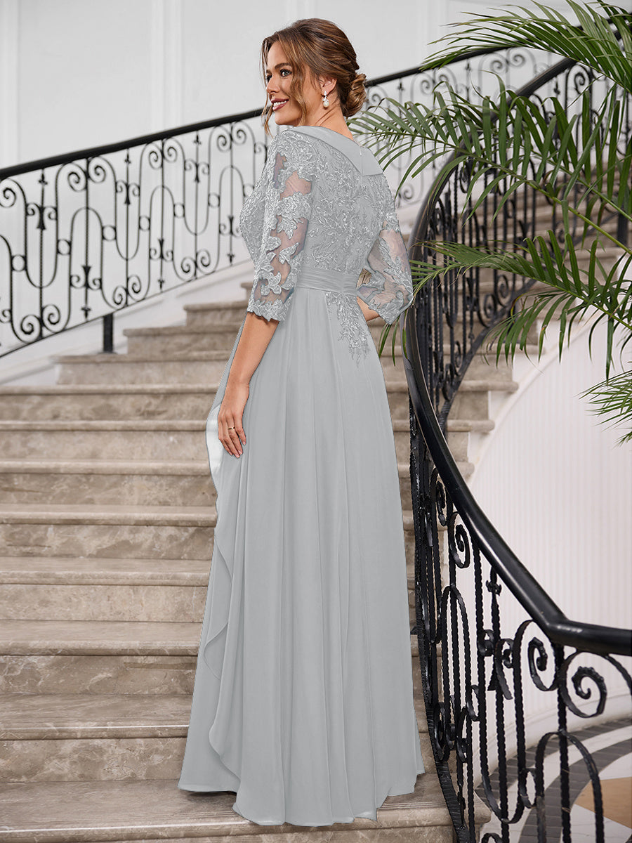 Priscilla Faye Silver bodice detail mother of the bride dress