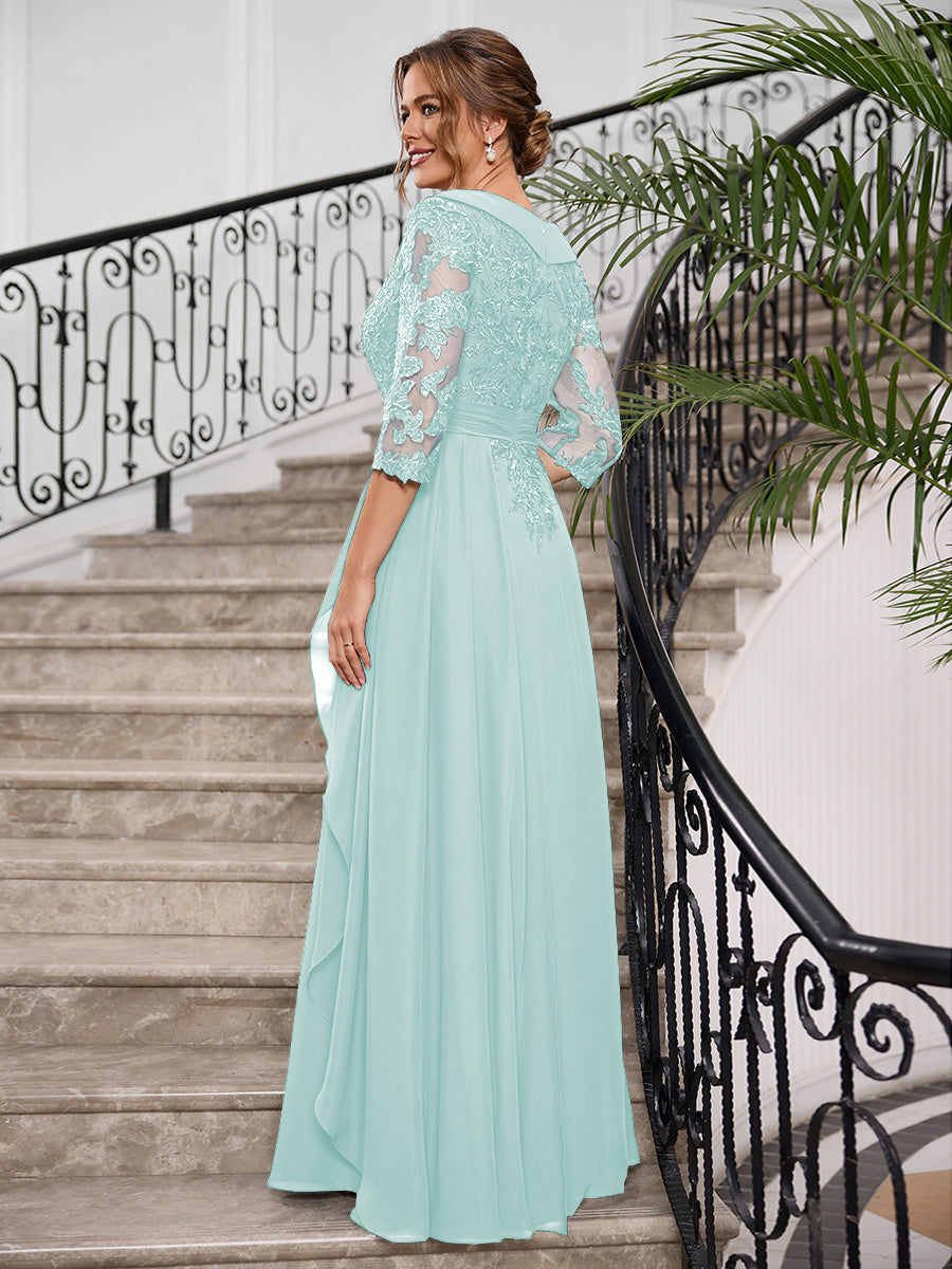 Priscilla Faye Pool Blue bodice detail mother of the bride dress