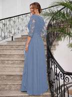 Priscilla Faye Steel Blue bodice detail mother of the bride dress