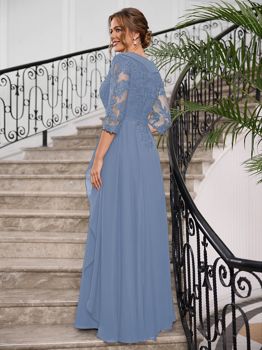 Priscilla Faye Steel Blue bodice detail mother of the bride dress
