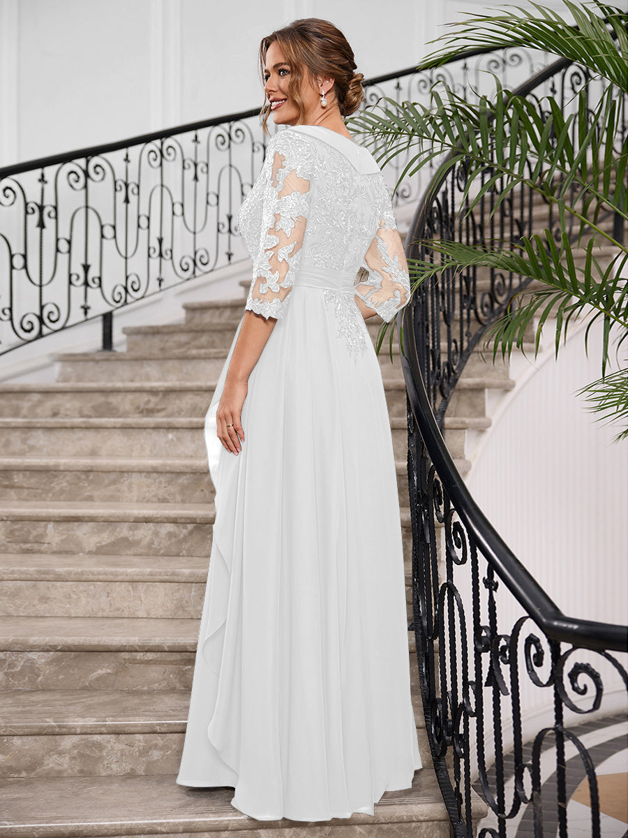 Priscilla Faye White back view mother of the bride dress