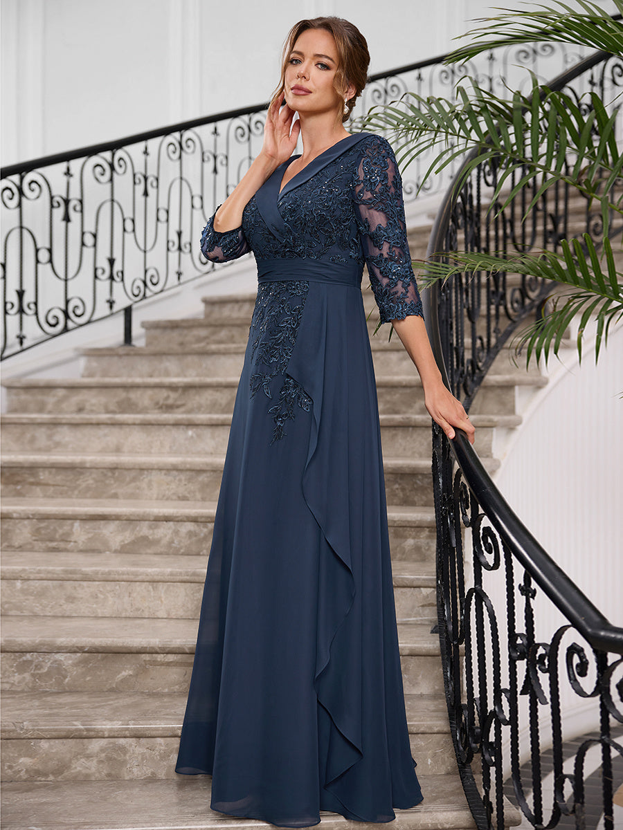 Priscilla Faye Navy Blue bodice detail mother of the bride dress