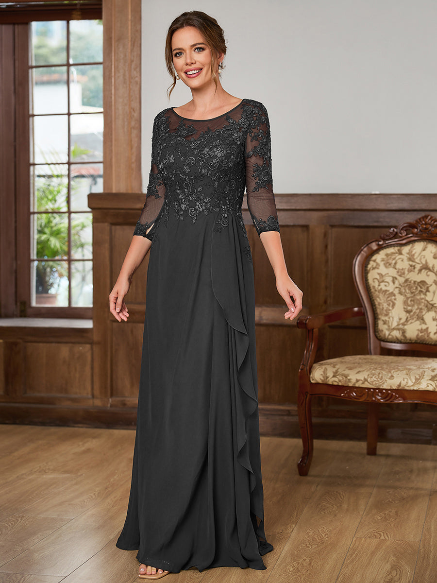 Lillian Rose Black front view mother of the bride dress
