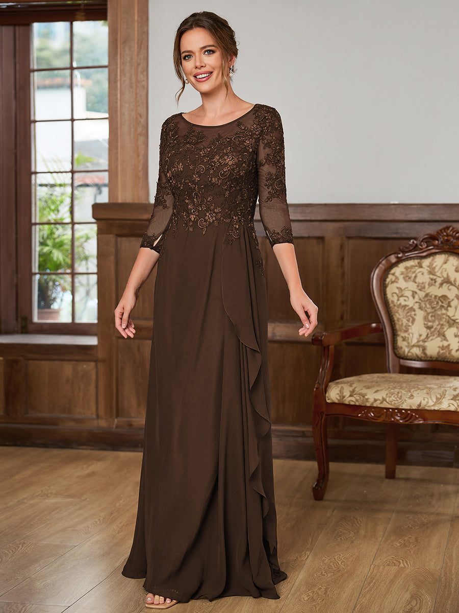 Lillian Rose Brown front view mother of the bride dress