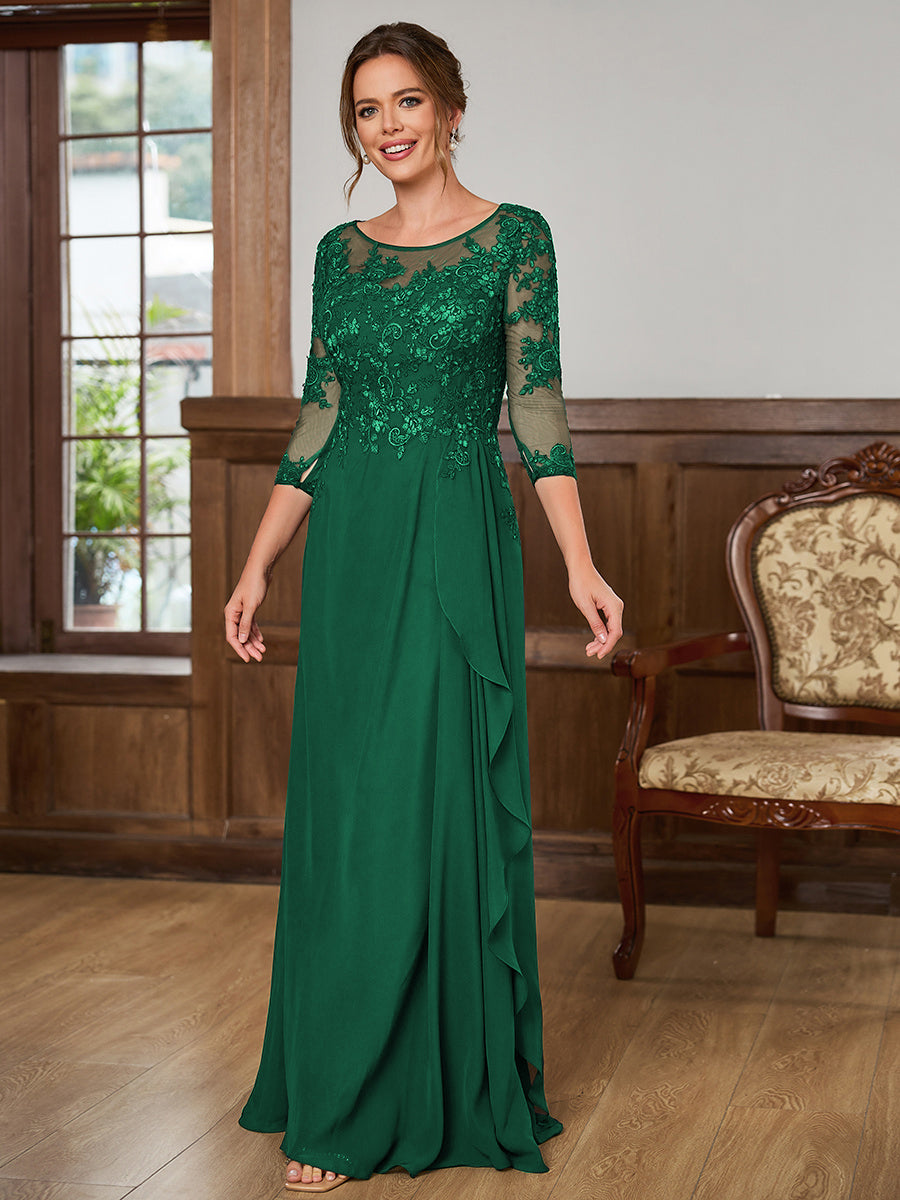 Lillian Rose Hunter Green front view mother of the bride dress