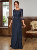 Lillian Rose Navy Blue front view mother of the bride dress