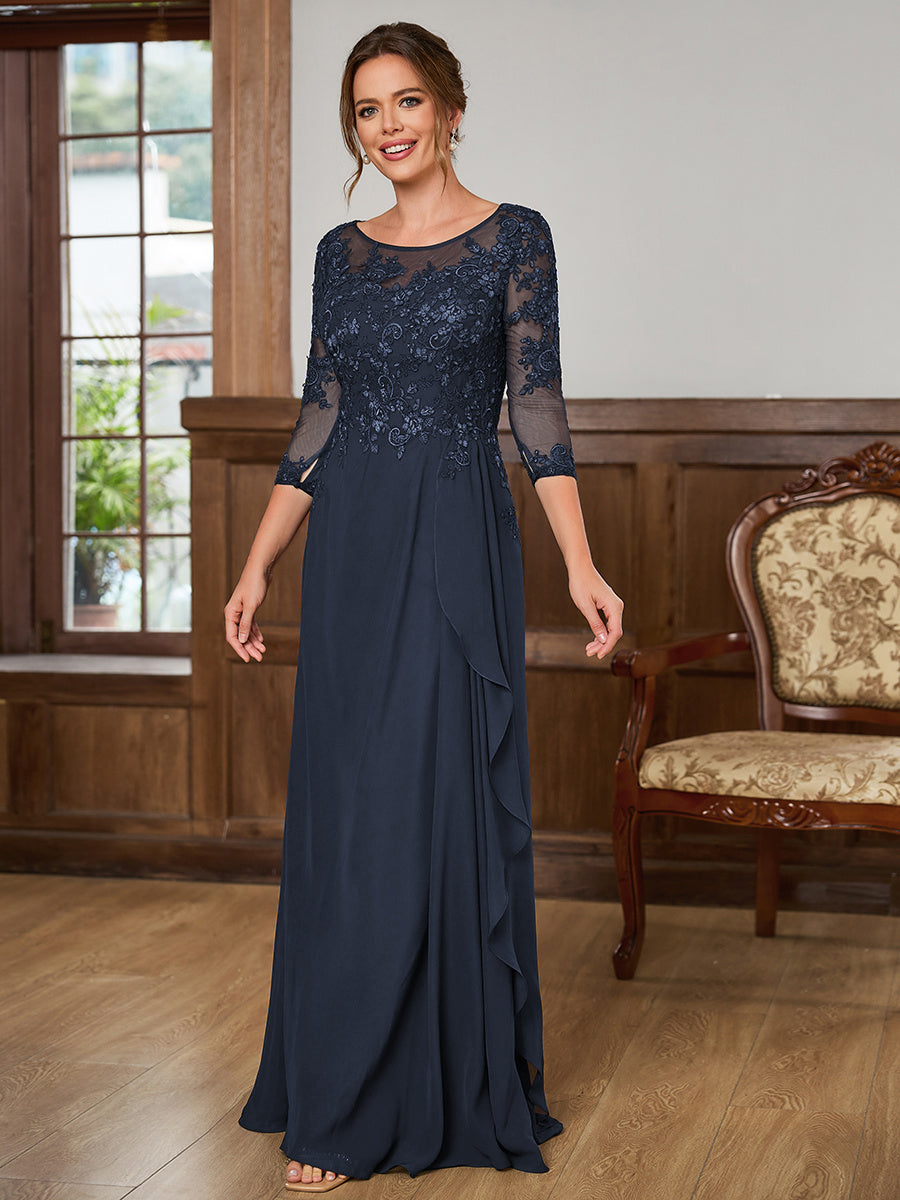 Lillian Rose Navy Blue front view mother of the bride dress