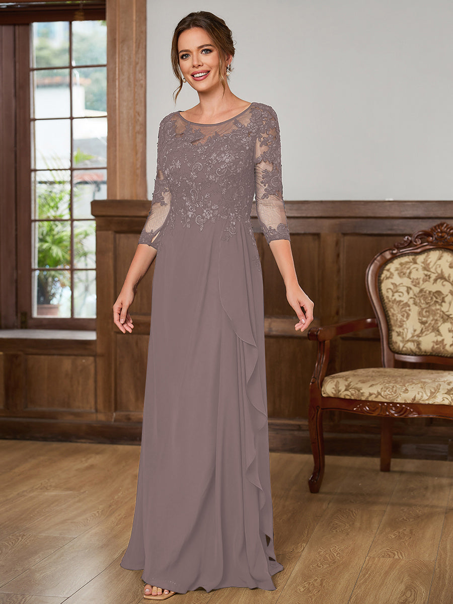 Lillian Rose Steel Blue side view mother of the bride dress
