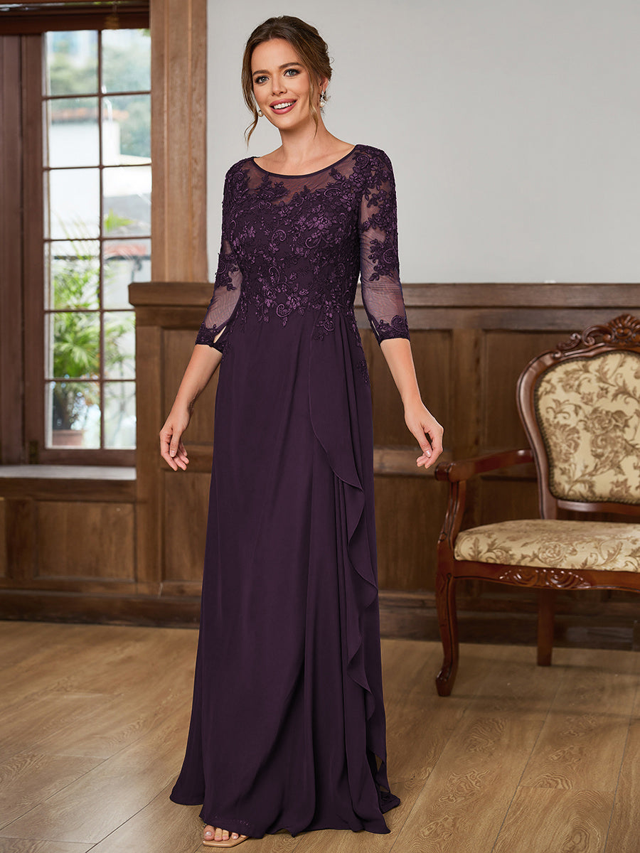 Lillian Rose Grape front view mother of the bride dress