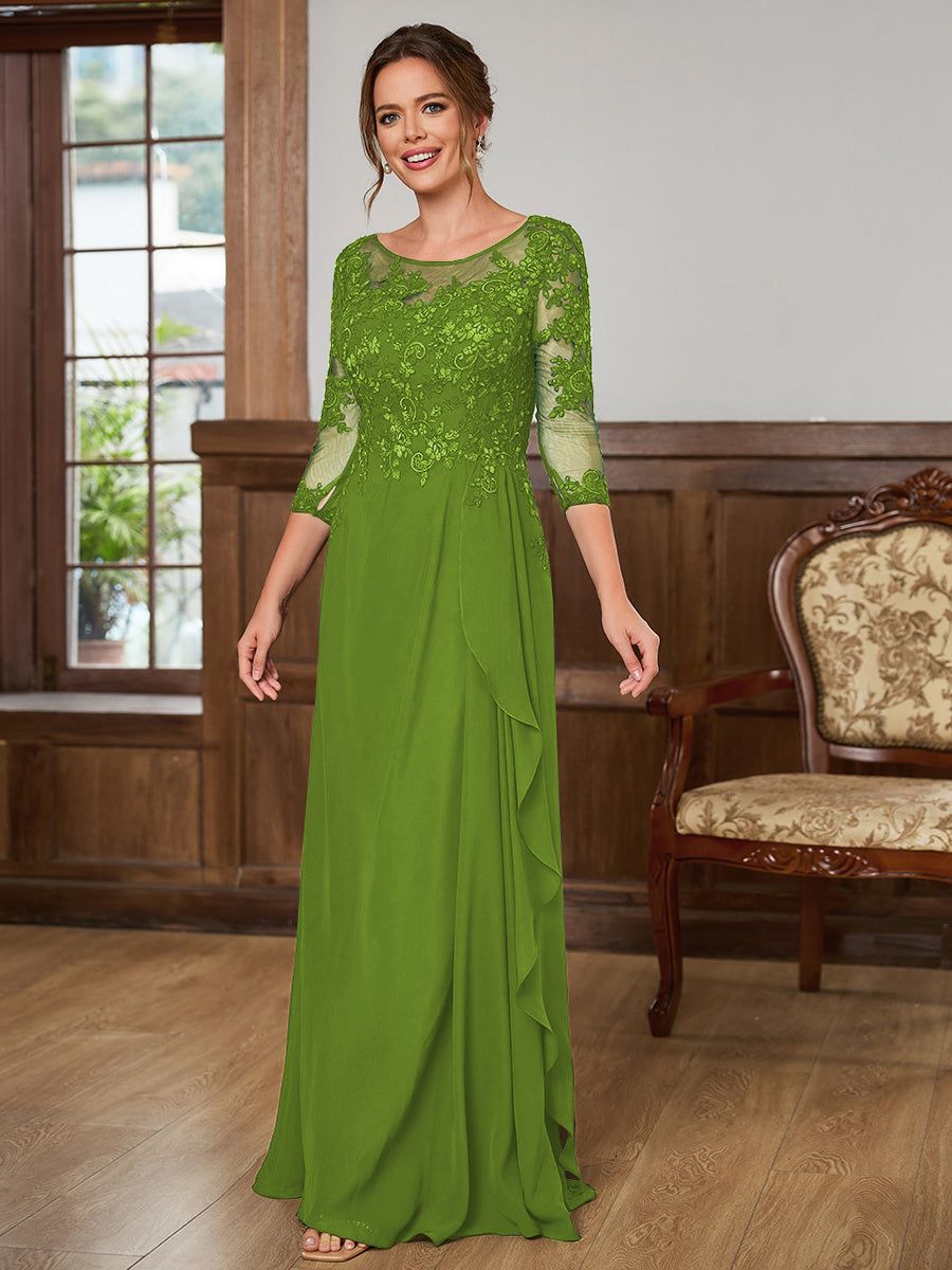 Lillian Rose Olive Green front view mother of the bride dress