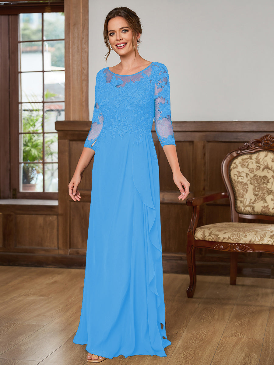 Lillian Rose Ocean Blue front view mother of the bride dress