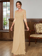 Lillian Rose Peach back view mother of the bride dress