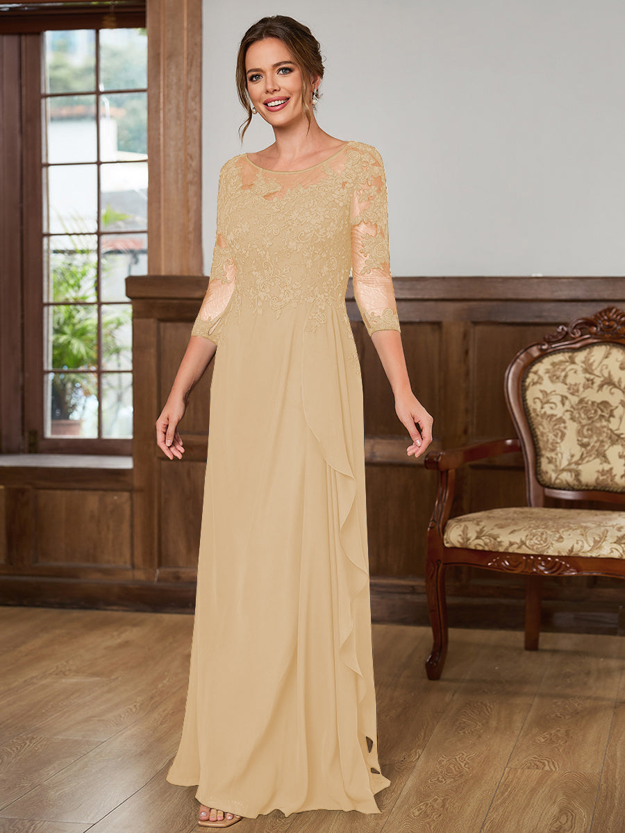 Lillian Rose Peach back view mother of the bride dress