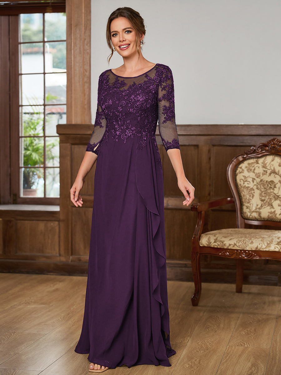 Lillian Rose Plum back view mother of the bride dress