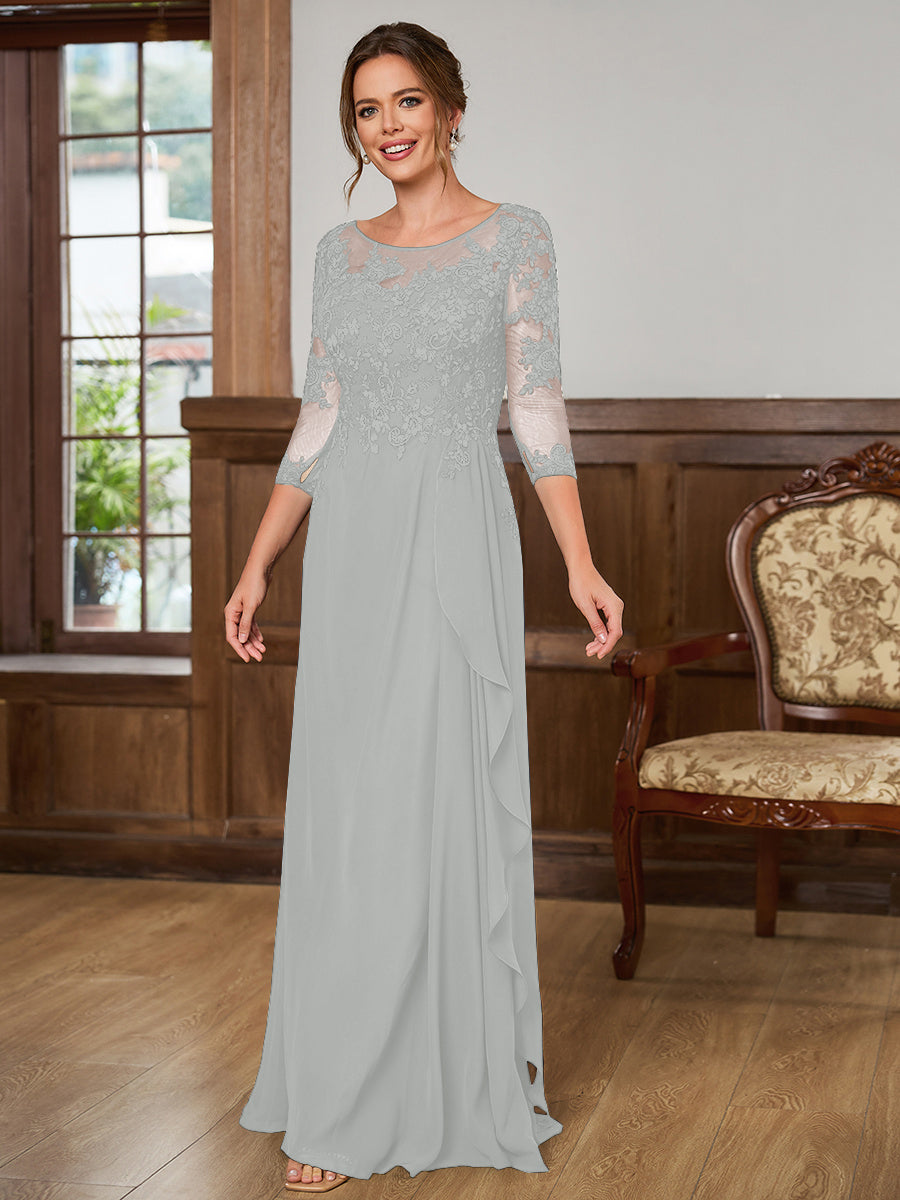 Lillian Rose Silver front view mother of the bride dress