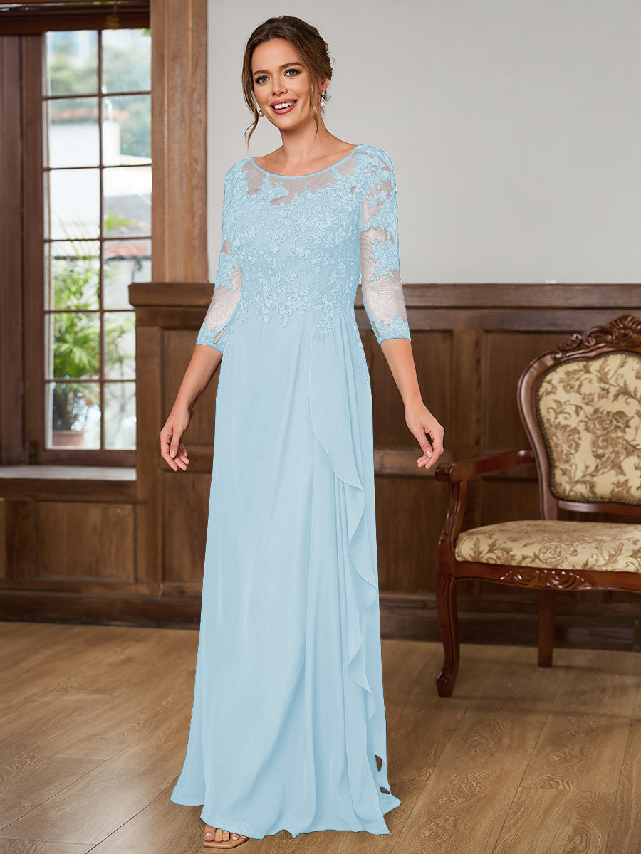 Lillian Rose Sky Blue front view mother of the bride dress