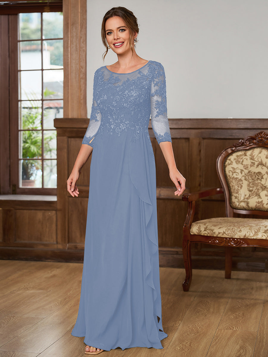 Lillian Rose Steel Blue front view mother of the bride dress