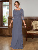 Lillian Rose Steel Blue back view mother of the bride dress