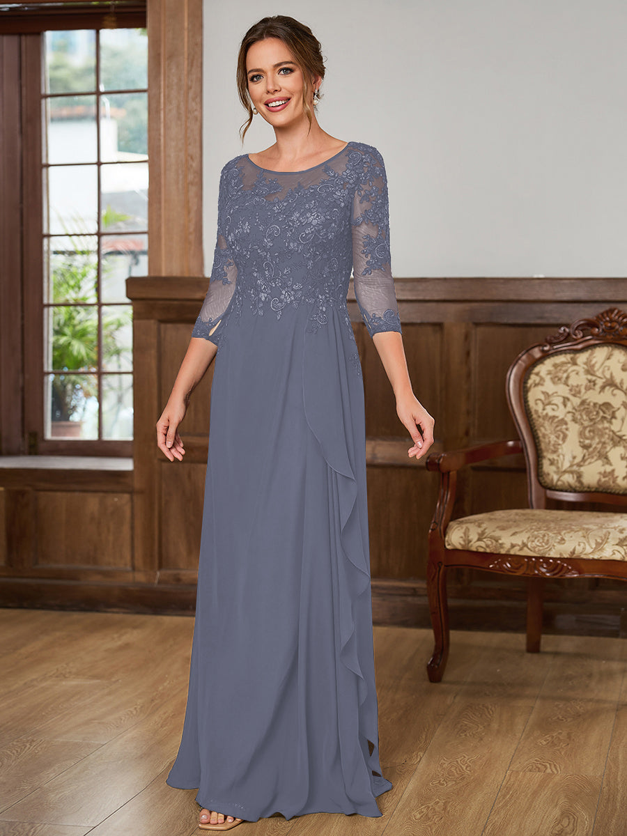 Lillian Rose Steel Blue back view mother of the bride dress