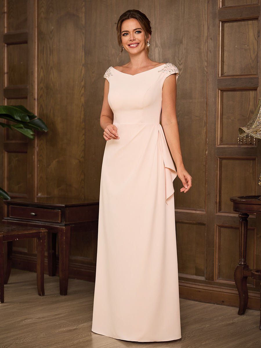 Paula Marie Peach front view mother of the bride dress