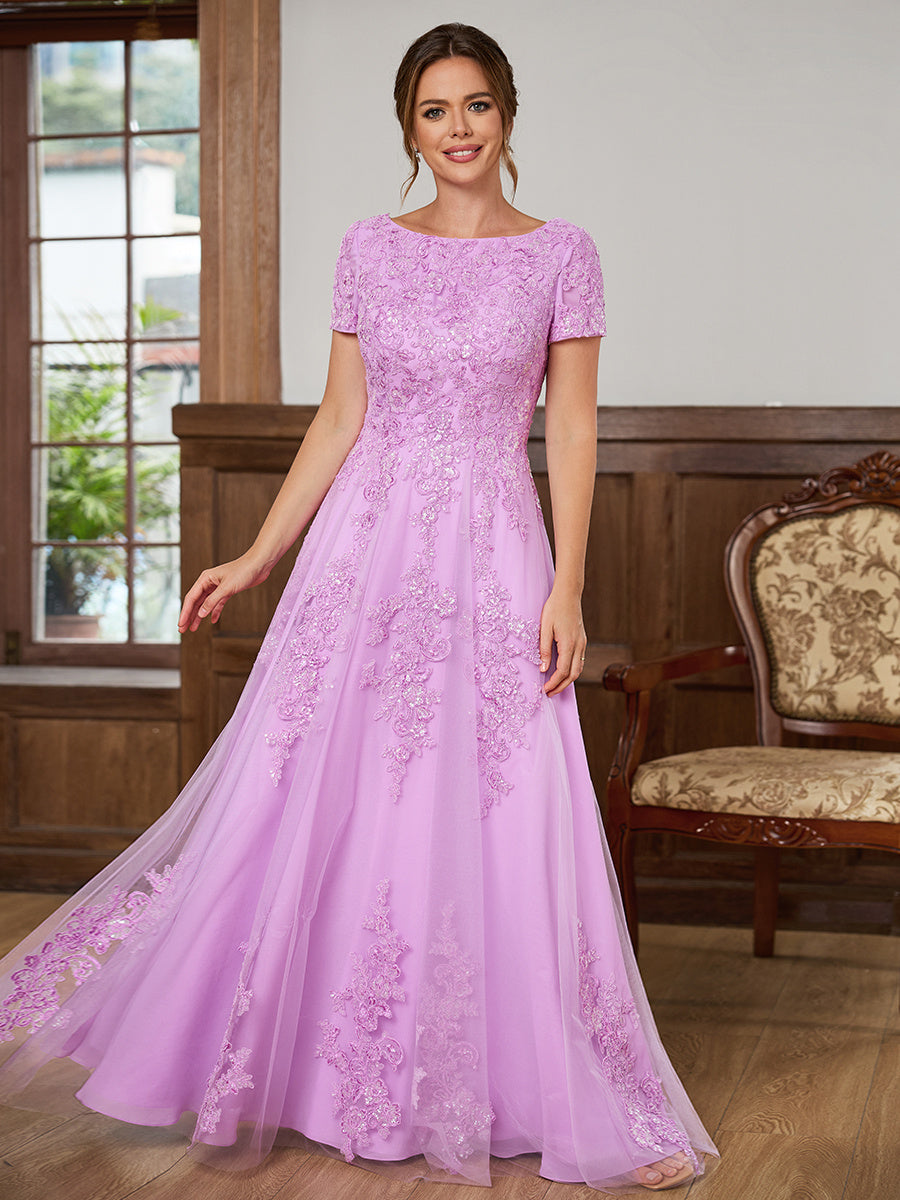 Gloria June Lilac front view mother of the bride dress