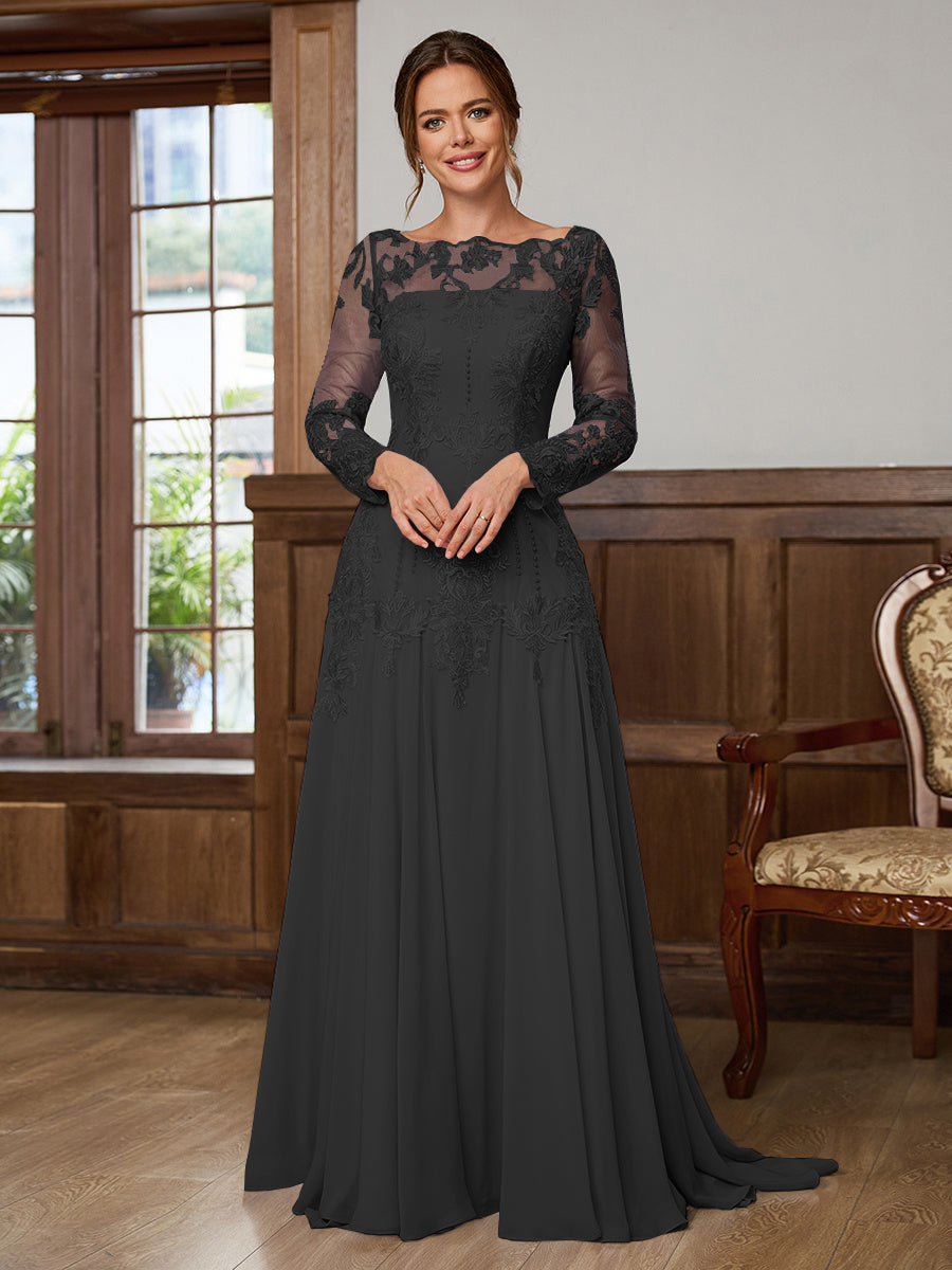 Dorothea Elise Black front view mother of the bride dress