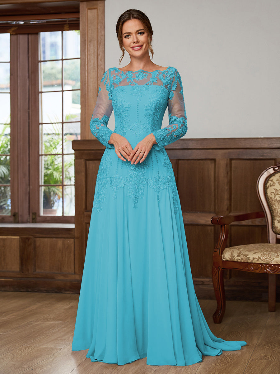 Dorothea Elise Turquoise front view mother of the bride dress