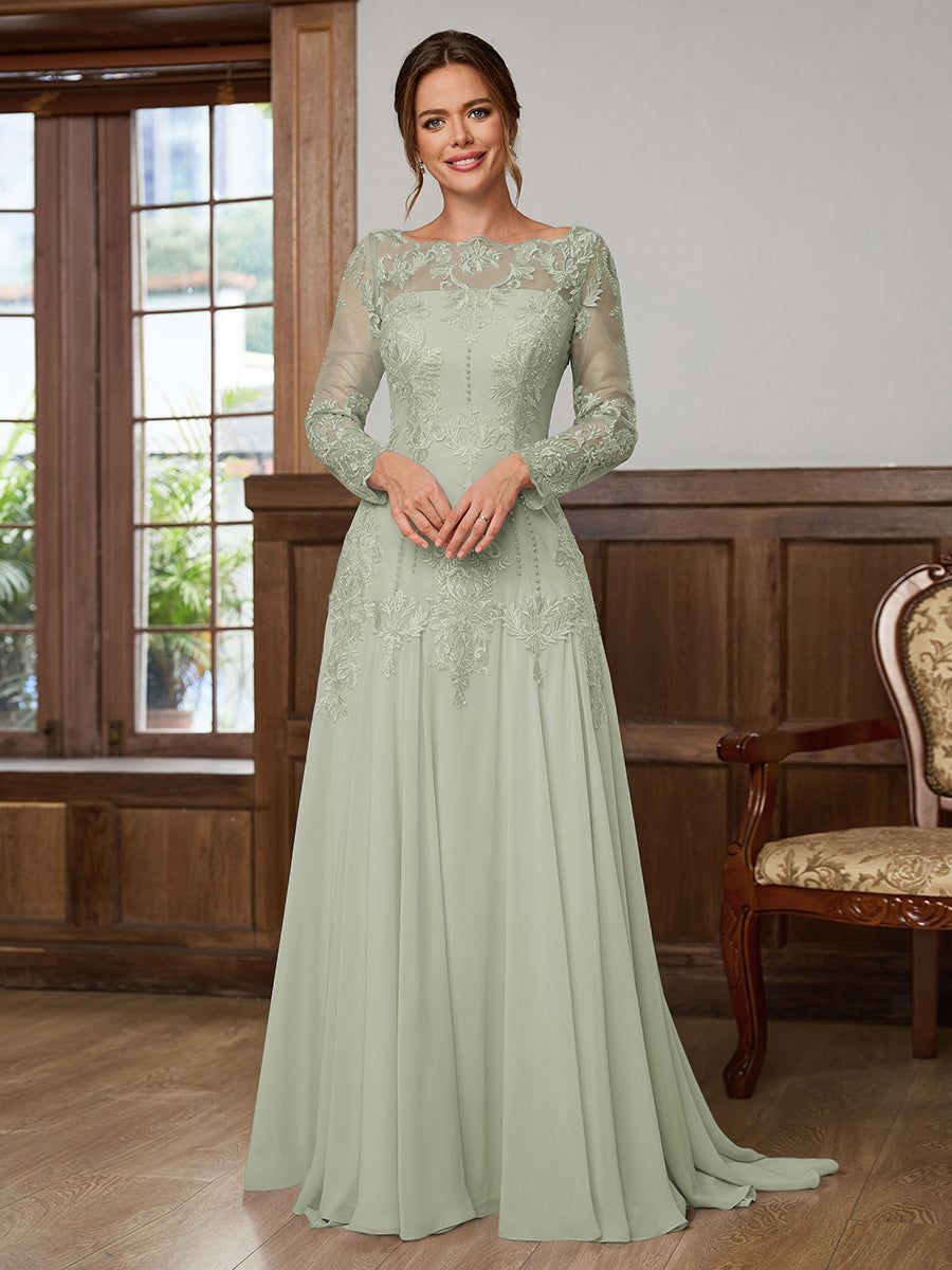 Dorothea Elise Grey front view mother of the bride dress