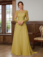 Dorothea Elise Gold back view mother of the bride dress